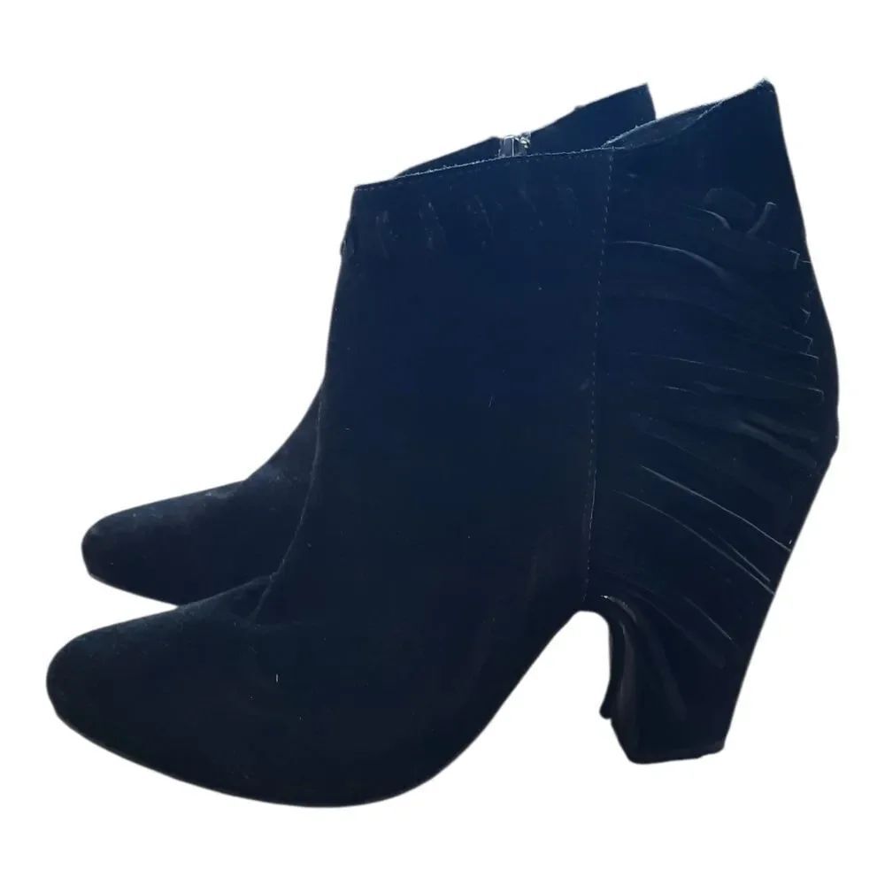 MIA Suede Black Fringe Ankle Boots